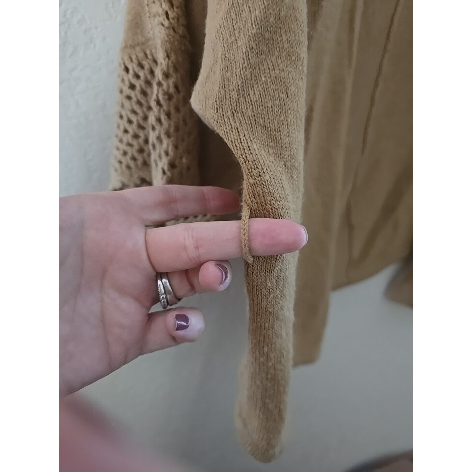 Boston Proper Brown Open Front Crochet Knit Cardigan Sweater Womans Size Medium — image 3 of 5